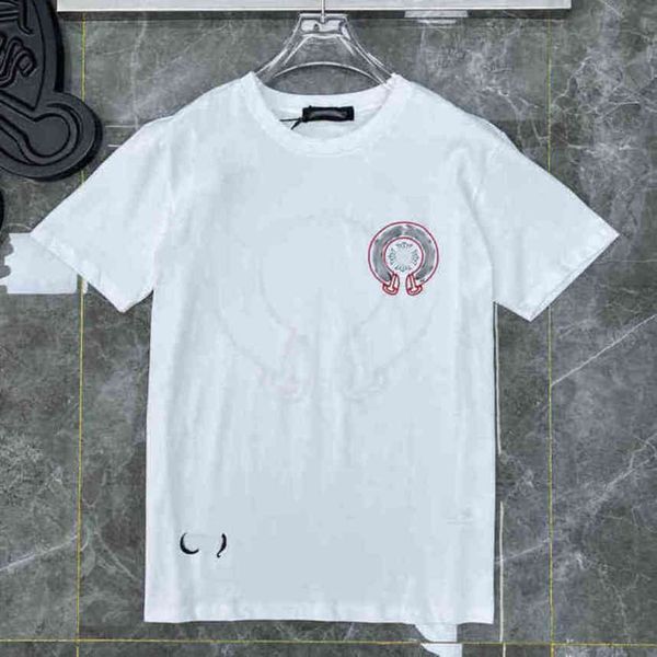 

t-shirt mens classic luxury t shirts ch brand fashion men sanskrit letter horseshoe cross designer tshirts man hip hop sweater summer loose, White;black