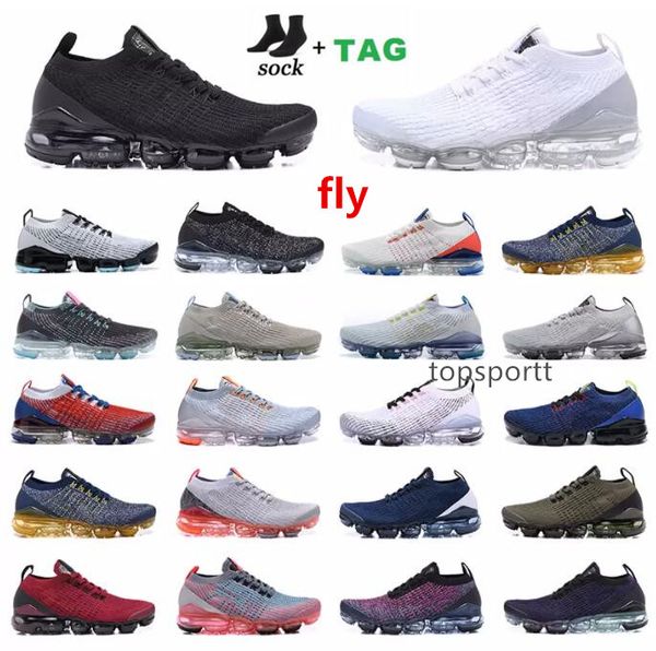 

3.0 plus fly knit cushion shoes men women running shoes triple black white oreo laser fuchsia pink rose electric green sport sneakers mens t