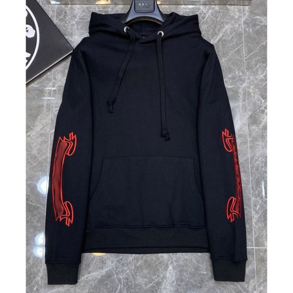 

men's classic luxury sweatshirts ch brand fashion hoodies men woman horseshoe sanskrit cross pullover hooded zipper sweater loose jacke, Black