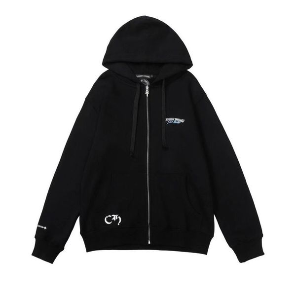 

classic luxury men's sweatshirts ch fashion hoodies men woman designer horseshoe sanskrit cross pullover hooded zipper sweater loose ja, Black