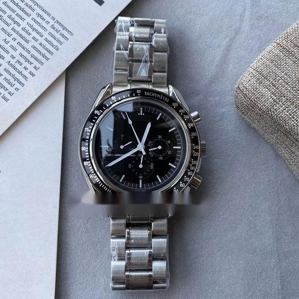 

new moonwatch black dial a2318 automatic watch stainless steel bracelet watches high quality, Slivery;brown
