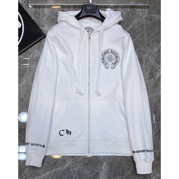 

men's fashion luxury sweatshirts classic brand ch zipper hoodies women men loose pullover hooded horseshoe sanskrit hoodie sweater jack, Black