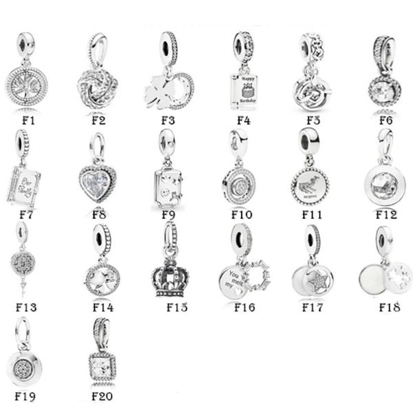 

new 925 sterling silver fit pandora charms bracelets clover family tree love heart stars crown charms for european women wedding origin225c, Golden;silver