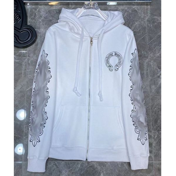 

men's fashion luxury sweatshirts classic ch zipper hoodies women men loose pullover hooded designer horseshoe sanskrit hoodie sweater j, Black