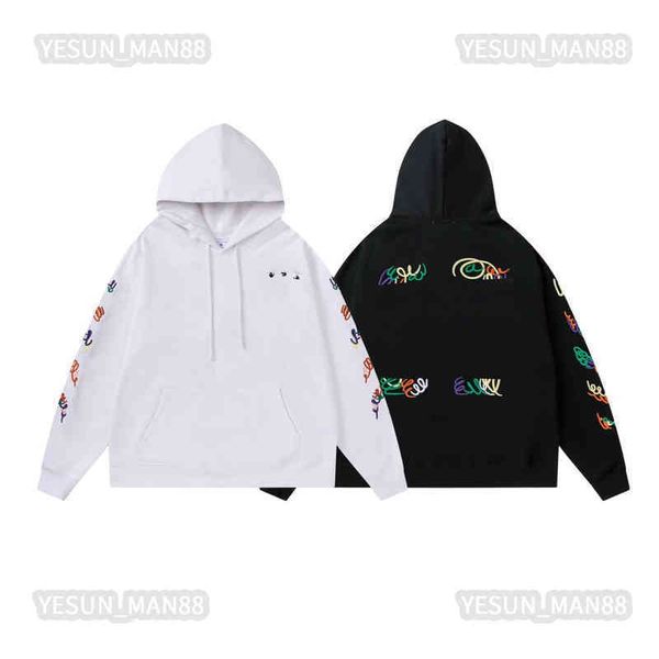 

luxury off classic hoodie color arrow print couples of black white men and women high street casual sweater hooded