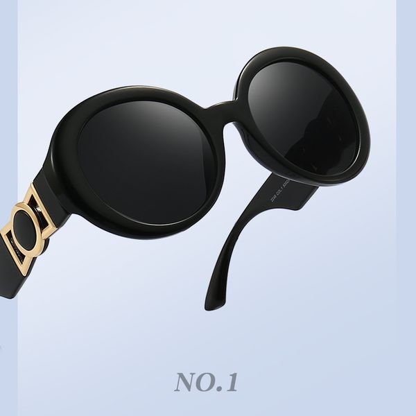 

luxury sunglasses polaroid lens designer womens round goggle senior eyewear for women eyeglasses frame vintage metal sun glasses with box, White;black