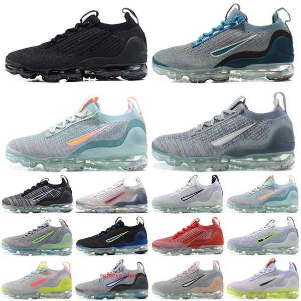 

2021 running shoes mens womens sports sneakers dark grey black speckled neon stone pure platinum team light dew flynit trainers, White;red