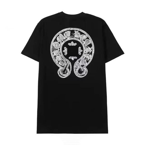 

summer fashion mens t shirts horseshoe flower tees ch brand man cross t-shirts sanskrit letter designer tshirts luxury boy hip hop sweater w, White;black