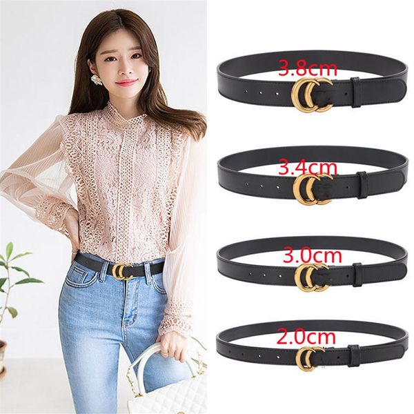 

men's and women's belts designer bronze smooth buckle wide narrow stylish versatile belt 2166p, Black;brown