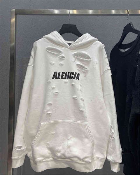 

men's hoodies sweatshirts autumn and winter high street fashion br os version art hole crack hoodie men's women's, Black