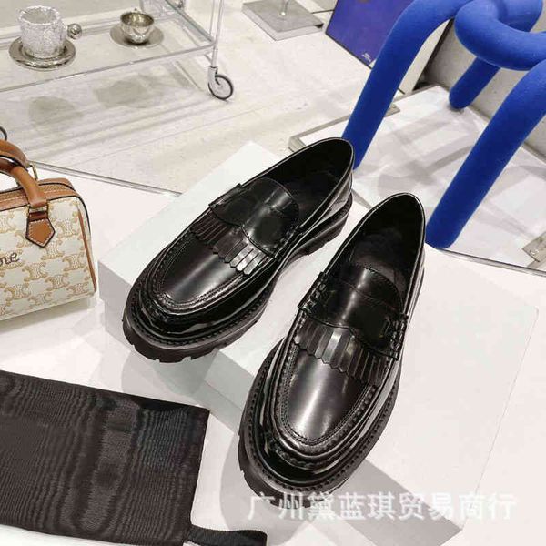 

spring other shoes and summer open bead cowhide round head thick bottom tassel handsome british style lefu shoes casual single women's, Black;white