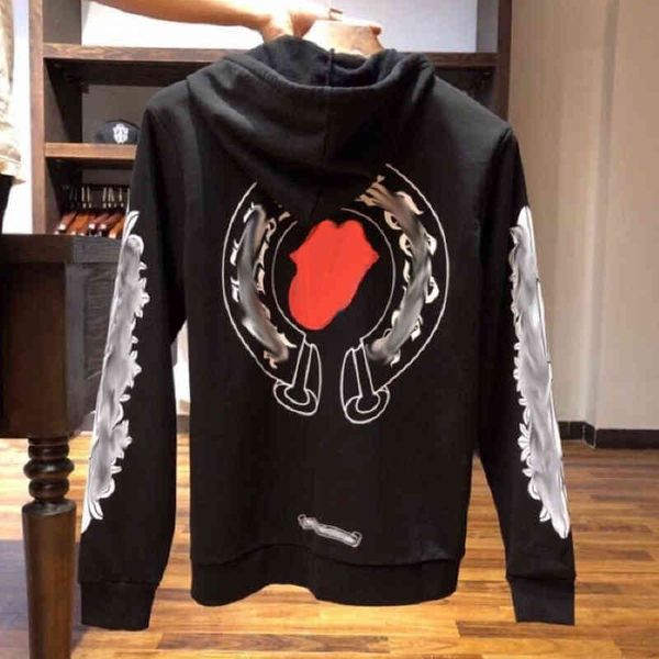 

fashion luxury sweatshirts classic brand ch zipper men loose pullover hooded designer horseshoe sanskrit hoodie sweater co7y, Black