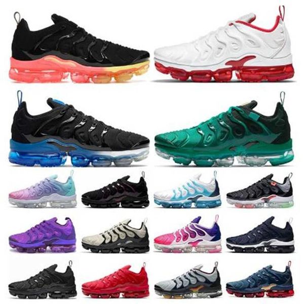

tn plus men max air running shoes women vapor black white volt sunset cherry all red cool wolf grey neon green olive usa dark blue fury203a, Black;brown
