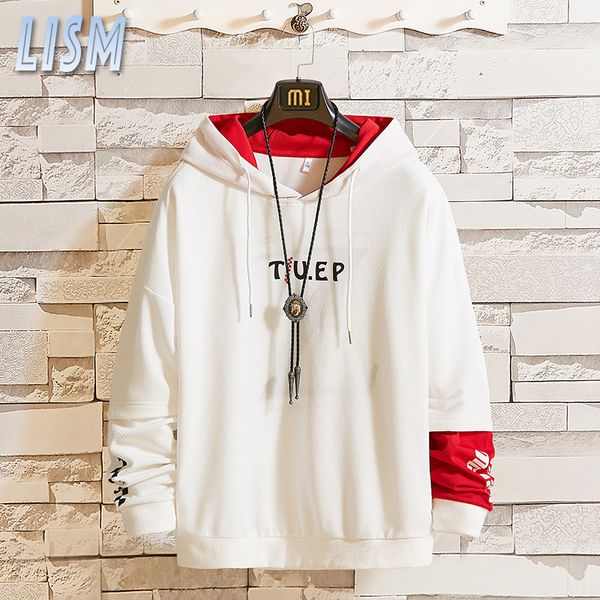 

lism men harajuku hoodies fashion print oversized hoodie mens patchwork hip hop hooded sweatshirts male streetwear, Black