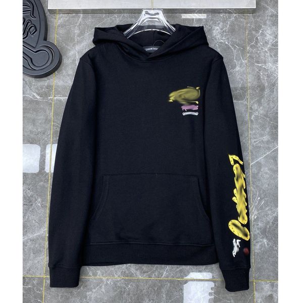 

luxury men's classic sweatshirts ch brand fashion hoodies men woman horseshoe sanskrit cross pullover hooded zipper sweater loose jacke, Black