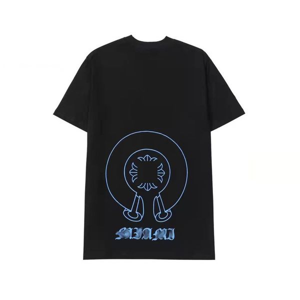 

ch mens summer t shirts horseshoe flower tees luxury brand man cross t-shirts sanskrit letter designer tshirts fashion boy hip hop sweater w, White;black