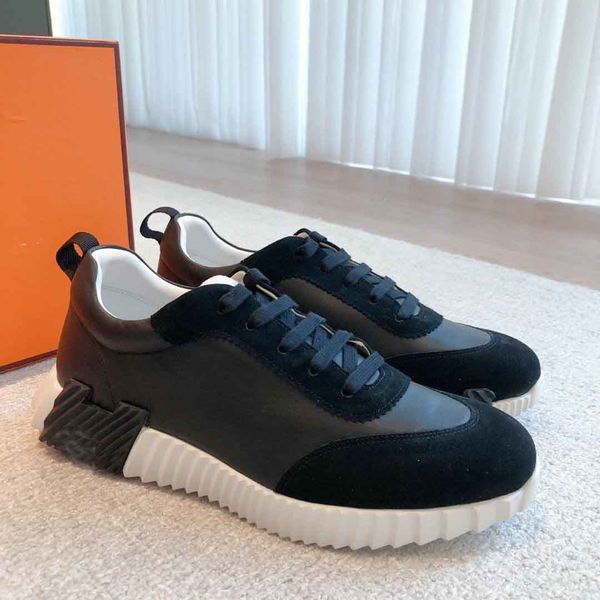 

famous brands bouncing sneaker shoes for men light sole mesh suede goatskin leather runner sports comfort casual walking eu38-46, Black