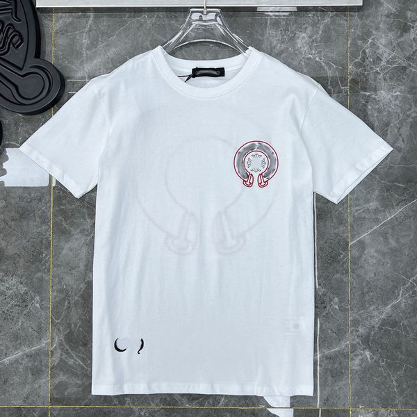 

classic mens luxury t shirts ch brand fashion men sanskrit letter t-shirt horseshoe cross designer tshirts man hip hop sweater summer loose, White;black