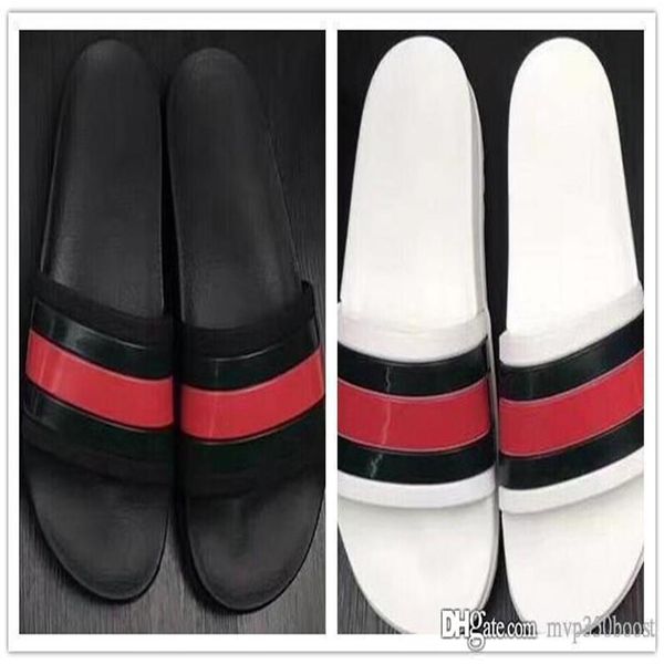 

men designer sandals 2017 causal rubber summer huaraches slippers loafers fashion flats leather brand slides designer sandals us 7274z, Black