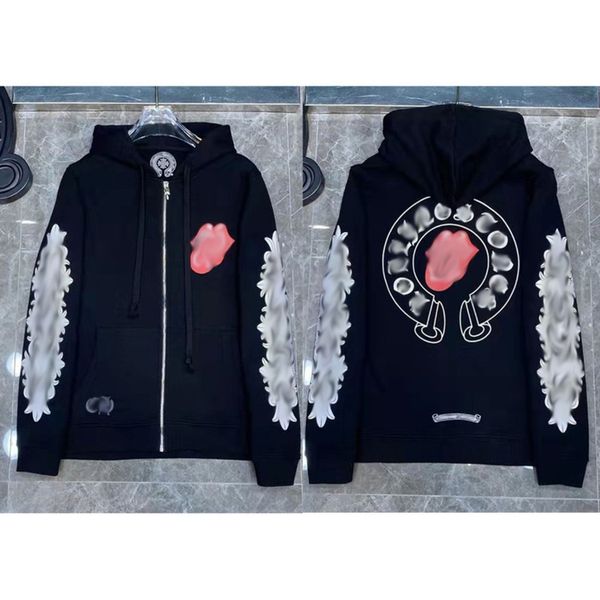 

luxury men's classic jackets fashion sweatshirts zipper hoodies women men pullover hooded designer horseshoe sanskrit sweater loose ja, Black;brown