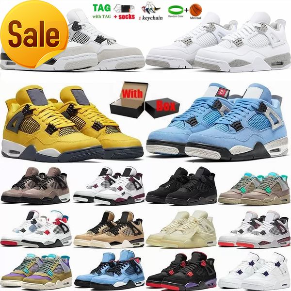 

outdoor boots men s 4 4s basketball shoes for mens women jumpman iv sports sneakers white oreo back canvas cat university blue mocha shimmer, Black