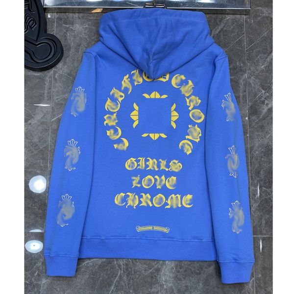 

luxury men's classic sweatshirts brand ch designer hoodie fashion men women horseshoe sanskrit loose zipper jacket pullover hooded coa, Black