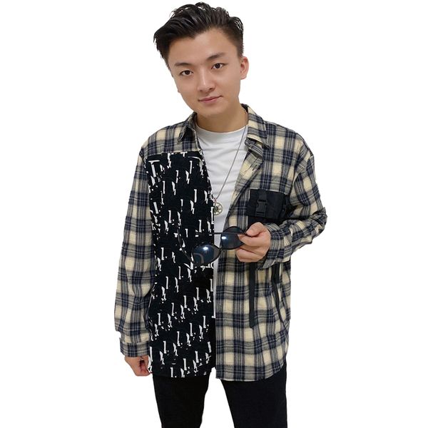 

casablanc men's shirt plaid shirt classic men and women with the same couple designer of hip-hop mosaic letter printing casual shirts o, White;black