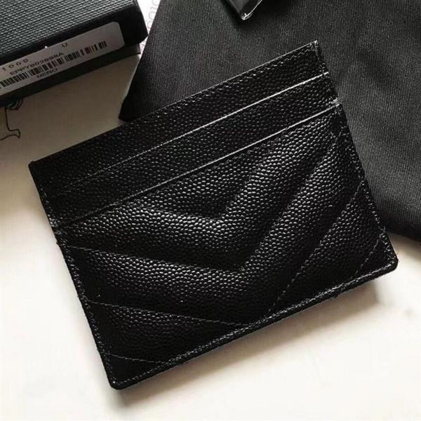 

elegant black caviar wallet lady brand card holder fashion women credit cards bag mini leather purse248o, Brown;gray