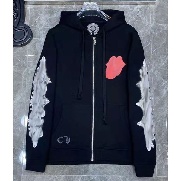 

men's classic luxury jackets fashion sweatshirts brand ch zipper hoodies women men pullover hooded designer horseshoe sweater loose ja, Black;brown