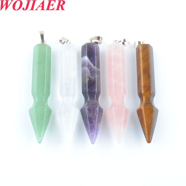 

natural stone arrow necklace pendant hexagonal for women pendulum chain neck friendship jewelry gift new fashion bo909, Silver