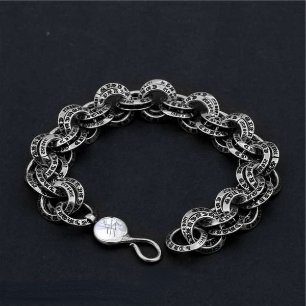 

luxury brand link chain bracelets men designer bracelet hip hop jewelry 925 silver cross women bangle, Black