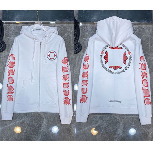 

fashion luxury men's sweatshirts classic brand ch zipper hoodies women men loose pullover hooded horseshoe sanskrit hoodie sweater jack, Black
