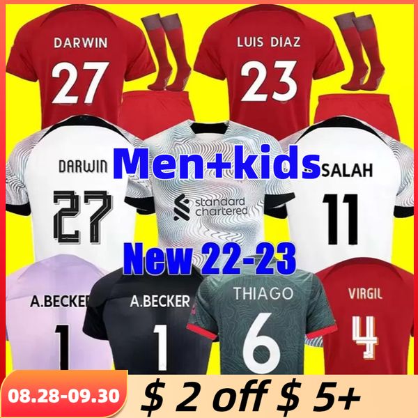 

22 23 season soccer jersey 2022 2023 darwin carvalho mohamed diogo luis keita luis diaz arnold football shirt men kids kit uniforms fabio mi, Black;yellow