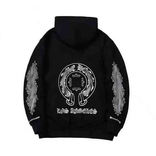 

luxury classic men's sweatshirts ch fashion hoodies men woman designer horseshoe sanskrit cross pullover hooded zipper sweater loose ja, Black
