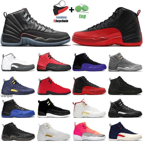 

shoes original 12s jumpman basketball shoes 12 utility university gold twist dark concord reverse flu game ovo white wings mens trainers spo, Black