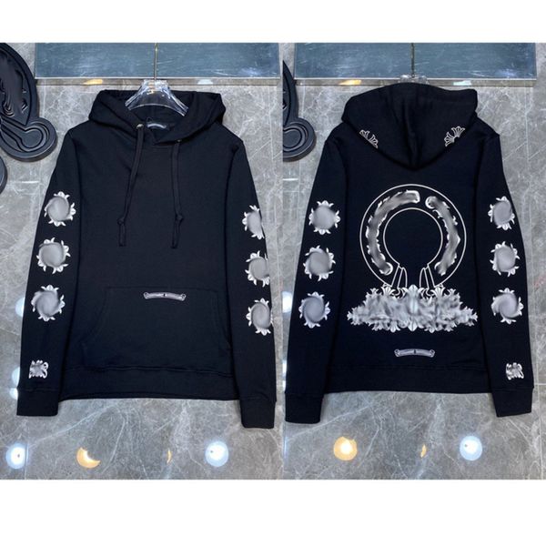 

luxury fashion men's sweatshirts classic ch brand hoodie hooded designer horseshoe sanskrit loose zipper jacket pullover coat women sw, Black