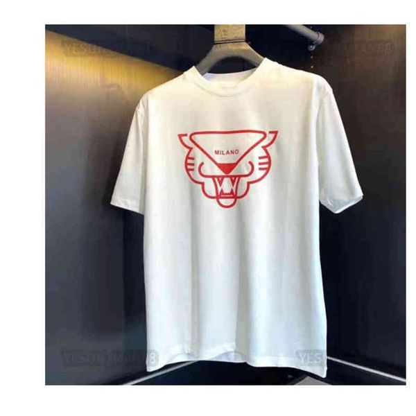 

t shirt spring summer tiger head limited letter printed luxury prads classic fashion mens and womens loose round collar tee, White;black