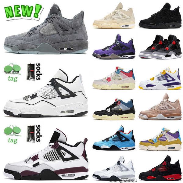 

shoes new 2022 jumpman 4 4s kaws grey basketball shoes for mens women diy psgs sail infrared purple black cat guava ice red thunder white ce