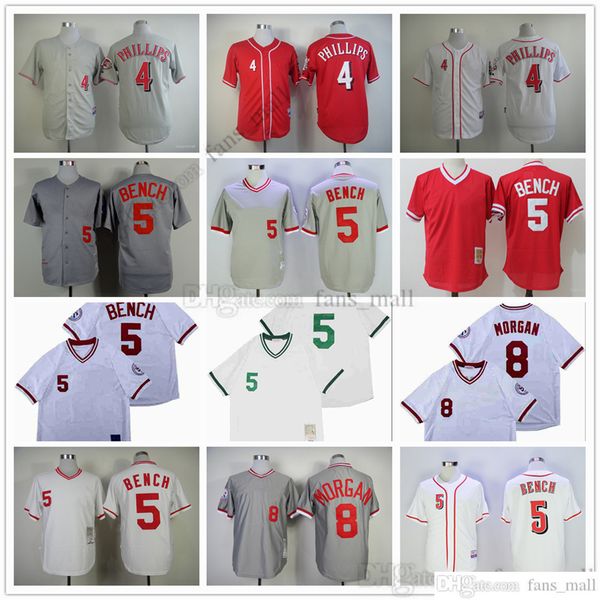 

man mitchell and ness baseball jersey vintage 4 brandon phillips jersey 5 johnny bench 8 joe morgan stitched breathable sport sale retro man, Blue;black