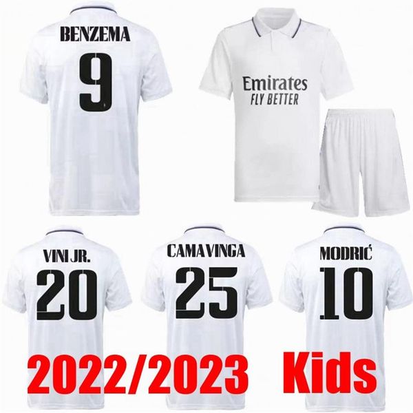 

2022 2023 kids benzema soccer jersey 21 22 23 football shirt vini alaba hazard asensio modric marcelo fans boy youth kit sets 2021 2022239s