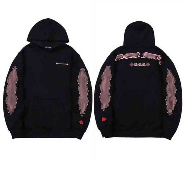 

fashion men's luxury sweatshirts classic brand hoodie hooded designer horseshoe sanskrit loose zipper jacket pullover coat women sweat, Black