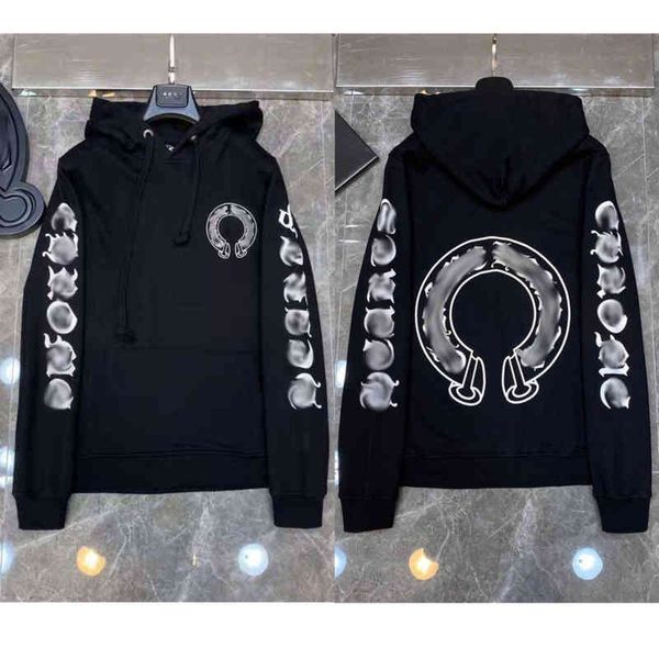 

luxury classic sweatshirts ch fashion men woman designer horseshoe sanskrit cross pullover hooded zipper sweater loose q6e0, Black
