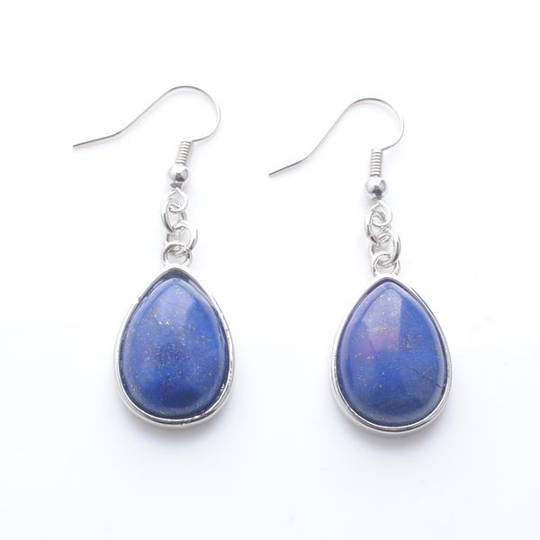 

women dangle & chandelier earrings natural lapis lazuli gem stone teardrop bead reiki healing earrings bohemian jewelry r3171, Silver