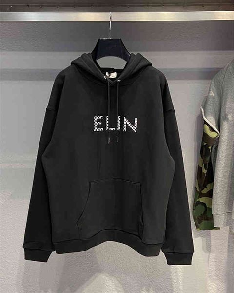

men's hoodies sweatshirts autumn and winter black white checkered willow nail printing c family couple jacket fashion