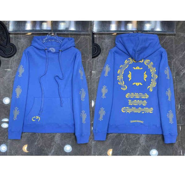 

luxury classic men's heart sweatshirts brand ch designer hoodie chromes fashion men women horseshoe sanskrit loose zipper jacket pullov, Black