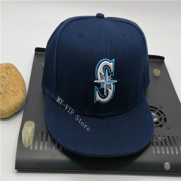 

2021 seattle fitted caps fashion letter s size hats baseball caps flat peak for men women full closed blue color2471, Blue;gray