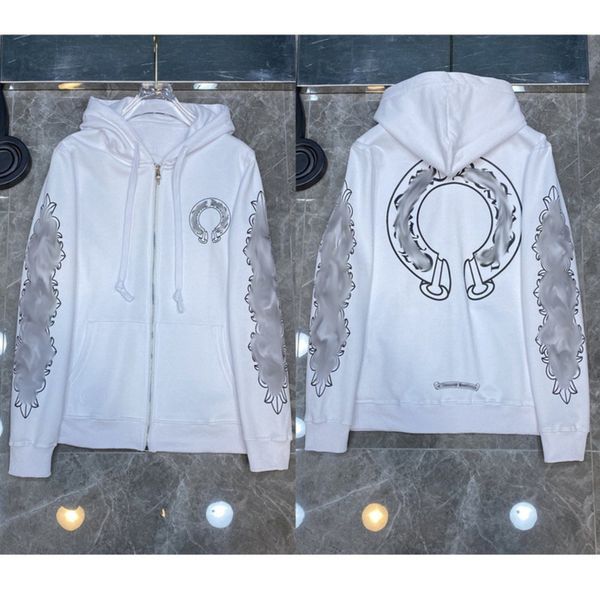 

men's luxury classic jackets fashion sweatshirts ch zipper hoodies women men pullover hooded designer horseshoe sanskrit sweater loose, Black;brown