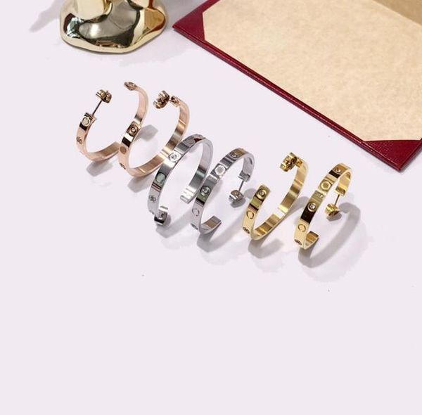 

extravagant large 3.5cm love hoop stud earrings dangle trendy diamond design 18k gold rose silver hip hop earring for women party wedding ci, Golden;silver