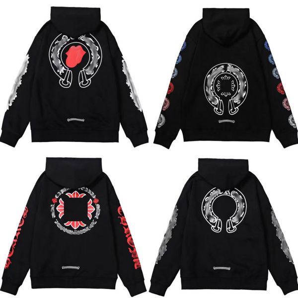 

luxury fashion men's sweatshirts classic brand ch zipper hoodies women men loose pullover hooded designer horseshoe hoodie sweater jack, Black