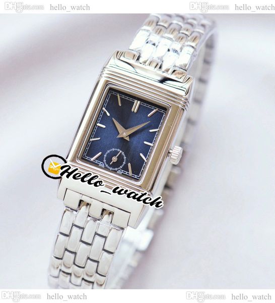 

new 180 degree reverso swiss quartz womens watch q2568101 blue dial stick markers stainless steel lday watches 23mm hwjl hellowatch e201c5, Slivery;brown